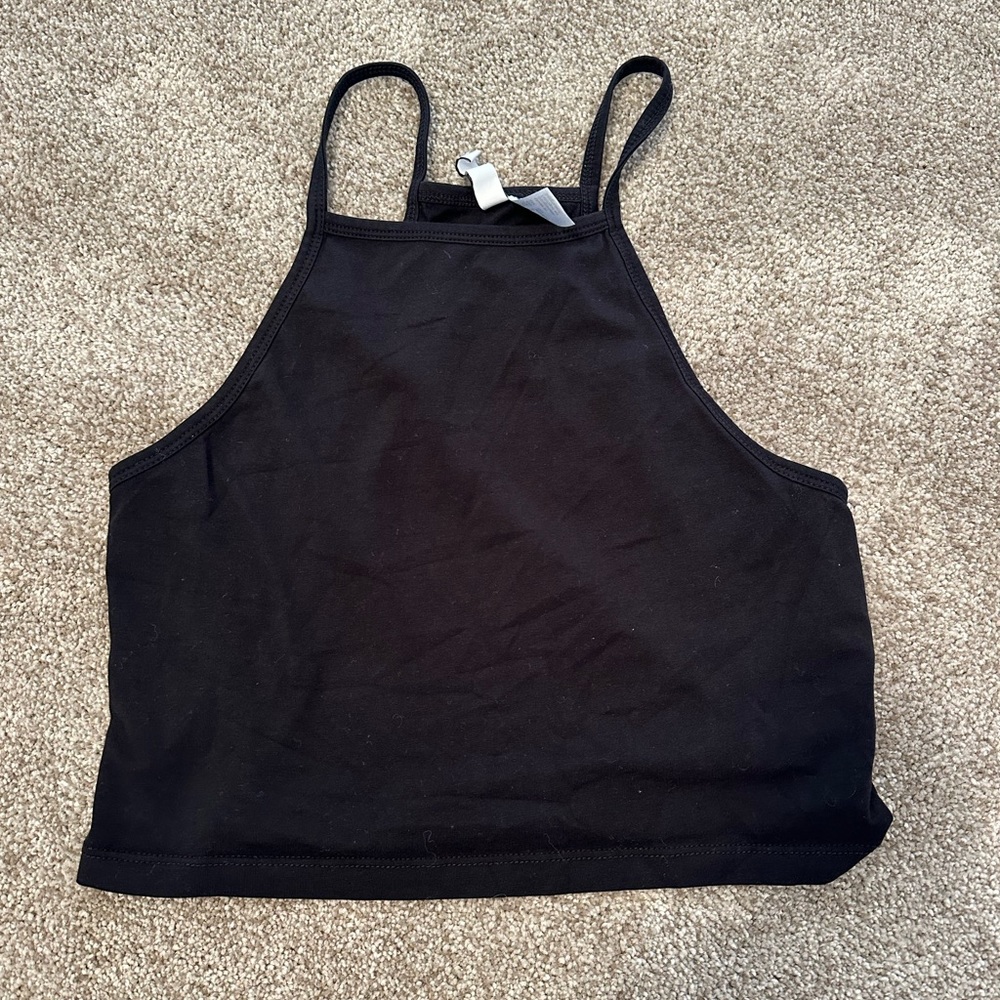 Women’s high neck black cropped tank